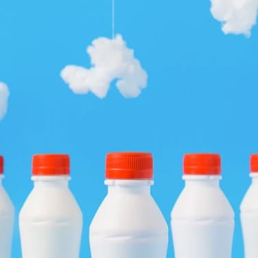 photographed image of milkbottles